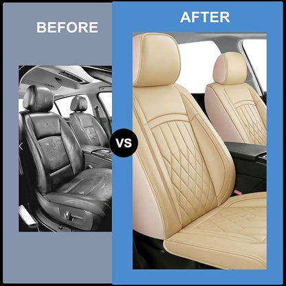 Fit for Venza Seat Covers Compatible with Toyota Venza 2009-2020 - Waterproof Breathable Leather Automotive Seat Cushions Protector,Airbag Compatible,Full Set 5 Seats(Beige) - Image 5