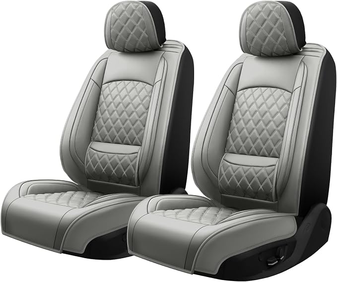 Fit for RAV4 Seat Covers Compatible with Toyota RAV 4 2007-2025 2026 - Waterproof Breathable Leather Automotive Seat Cushions Protector,Airbag Compatible,Only 2 Front seat Covers(Gray) - Image 3