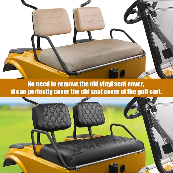 NOKINS Golf Cart Diamond Front Seat Covers for Club Car DS Pre-2000 | Durable Vinyl Build；UV Resistant；All-Weather Protection - Image 5
