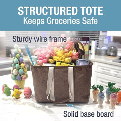CleverMade Collapsible Tote LUXE, 30L Structured Tote Bag with Handles | Pack It All Without the Floppy-Bag Fight | Steel Rim Stays Open, Soft Grips Carry 30 lb, and Tote Folds to 1.5 Inches - Image 3