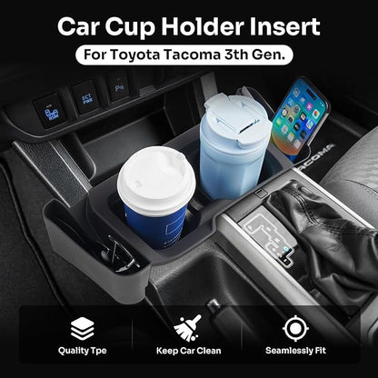 Autorder Center Console Cup Holder Insert for 2016-2023 Toyota Tacoma Interior Accessories, TPE Silicone Material 2-in-1 Center Console Drink Cup Holder Insert - Image 2