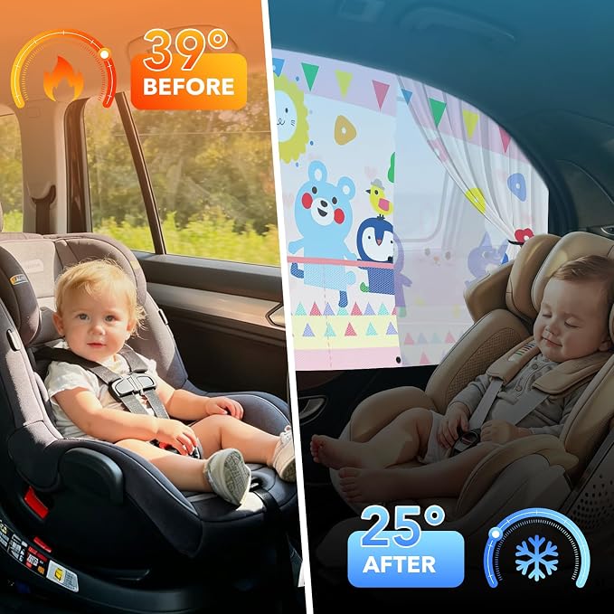 LEIWOOR 2-Pack Magnetic 2 Layers UV Protection Car Window Shades for Baby | Privacy full/half shade car back side window shades with net pocket, breathable heat block curtain for truck van sedan SUV - Image 5