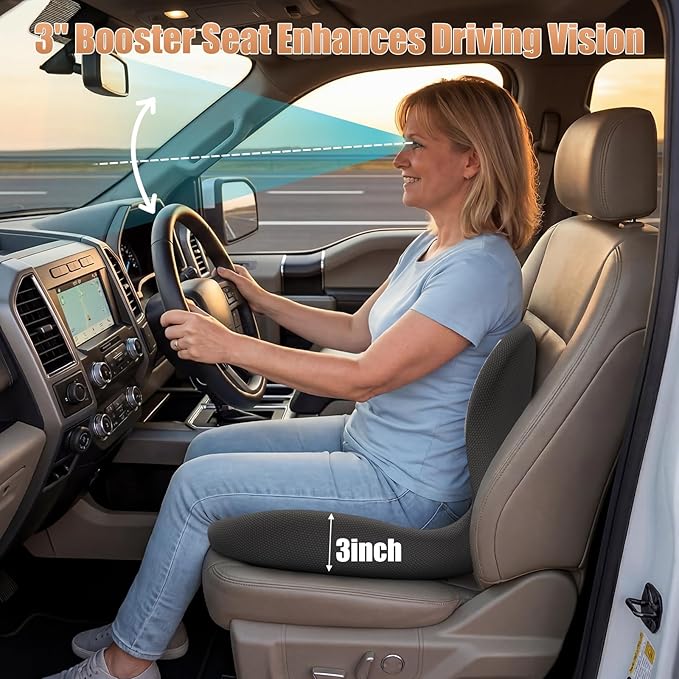 Thick Car Seat Cushion with Lumbar Support for Long Driving, Ergonomic Memory Foam Office Chair Cushion for Sciatica, Tailbone & Lower Back Relief, Ideal Gift for Drivers & Office Workers (White) - Image 4