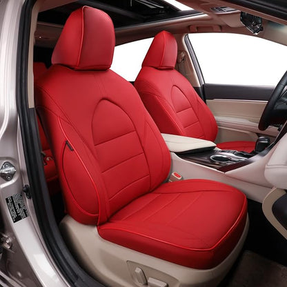 EKR Car Seat Covers for Toyota Camry 2025 2026 (Hybrid),Full Set | Custom Fit for Toyota Camry 2025 2026 XSE/XLE,Factory-Style Interior Upgrade,Easy-Wipe Protection-Faux Leather(Red) by EKR