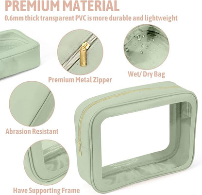 YOPCDJ 3PCS Clear Toiletry Bag,TSA Approved Travel Pouch with Zipper for Cosmetics and Toiletries，Diaper Bag Organizer Pouch Set, Purse Organizer and Clear Car Bag for Women and Kids - Image 4