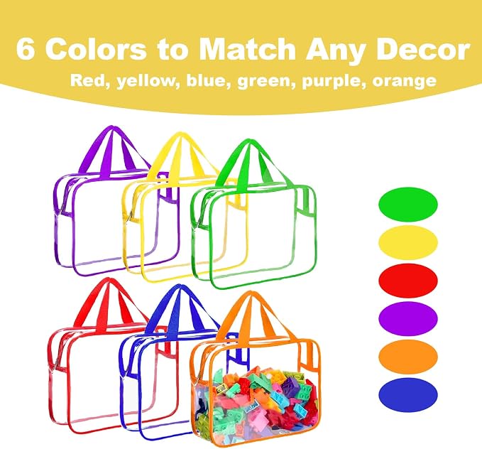 Clear Storage Bag with Zipper - Organizing Bag with Handles(3 colors,Small) | Perfect for Building Blocks, Puzzles, Books, Board Games, Portable Travel and Home Organizer - Image 5