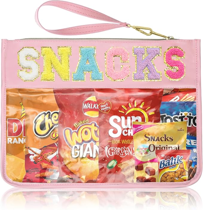 Siwara Snack Bags Clear Pouch Travel Makeup Bag Chenille Letter Bags for Zipper Pouch Clear Cosmetic Bag Clearly Tote Bag Makeup Travel Bags for Women by Siwara