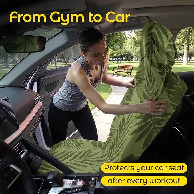 Car Seat Towel Cover, Full-Sized, Sweat Absorbing Towel for Gym - 2 Pack | Washable quick-dry towel cover protects front seats from sweat and water after gym, workout, running, beach and swimming - Image 3