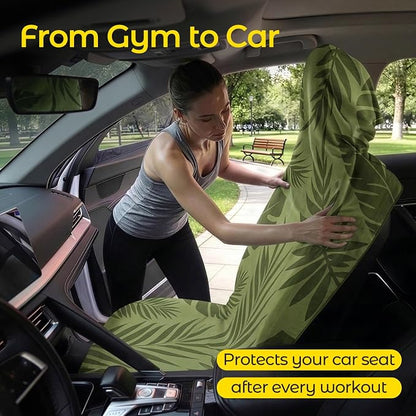 Car Seat Towel Cover, Full-Sized, Sweat Absorbing Towel for Gym - 2 Pack | Washable quick-dry towel cover protects front seats from sweat and water after gym, workout, running, beach and swimming - Image 3