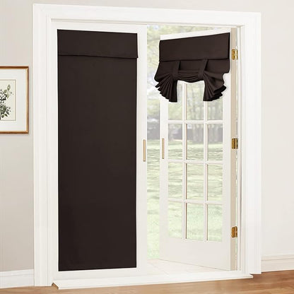 RYB HOME Blackout Door Curtain for Patio Front Tricia French Door Window | Thermal Insulated, Self Adhesive, Privacy, For Patio Kitchen Front Entry Front Back Door Glass Window, W30 x L69, 1 Panel by RYBHOME