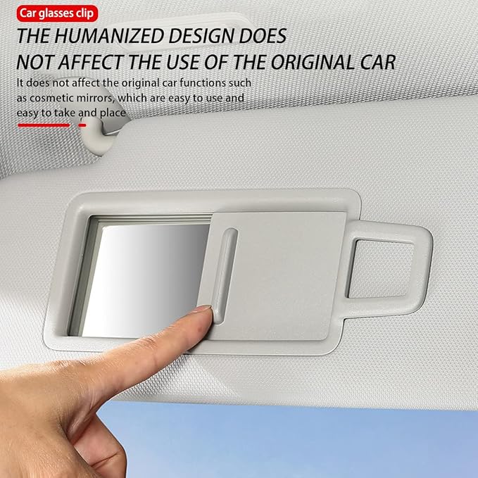 8sanlione Sunglasses Holder for Car, Magnetic Glasses Clip, Beige | 3.66x3.0 Inch, Universal fit, sun visors, faux fur surface, 180° rotation, avoid mag cards, car interior accessories - Image 4