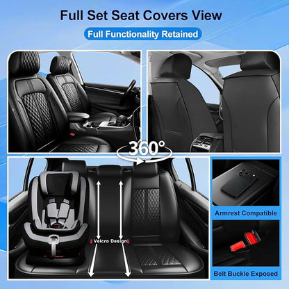 Fit CX-50 Seat Covers Custom Fit for Mazda CX-50 2023-2026, Front Pair | Premium Leather Full Coverage Protectors, Waterproof, Breathable, Scratch Resistant, Easy Wipe, Airbag Compatible, Black - Image 2
