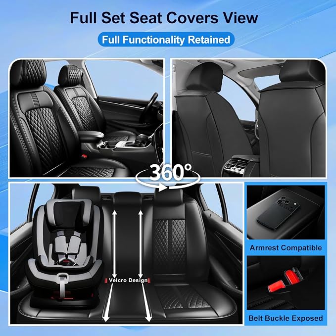 Fit Ioniq Seat Covers Custom Fit for Hyundai Ioniq 2017-2026, Front Pair | Premium Leather Full Coverage Protectors, Waterproof, Breathable, Scratch Resistant, Easy Wipe, Airbag Compatible, Black - Image 2