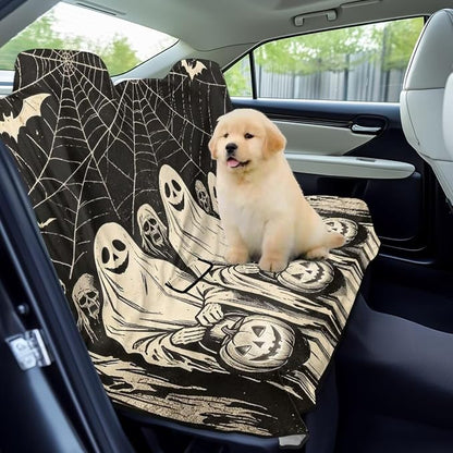 Ghost Pumpkin Spider Web Bat Print Back Seat Towel Seat Cover for Cars Halloween Decor Universal Fit for Cars SUVs Vans Trucks, Rear Seats for Gym Workouts, Dogs and Outdoor Activities - Image 3