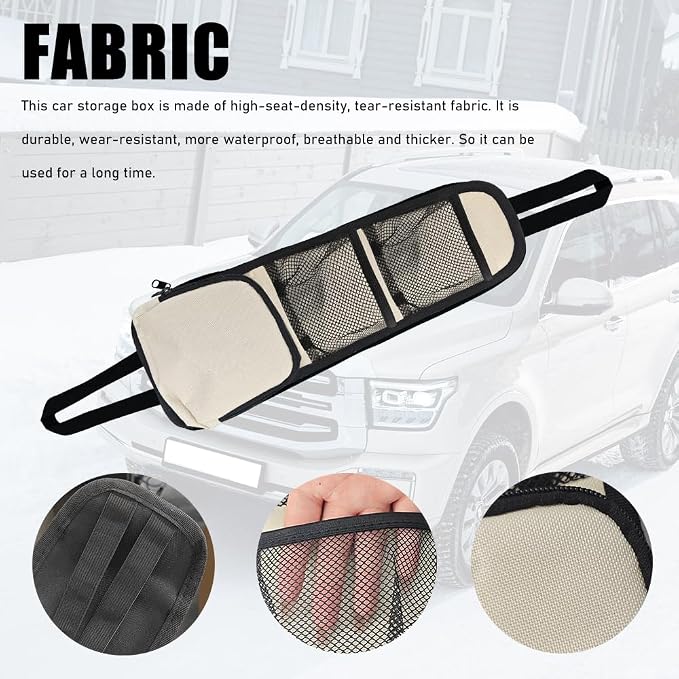 2PCS Car Seat Side Organizer, Car Organizers and Storage, Auto Front Seat Storage Hanging Bag, Auto Accessories Multifunctional Vehicle Mesh Pocket Holder for SUV Truck (Lvory White, 2PCS) - Image 3