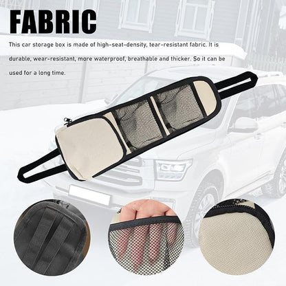 2PCS Car Seat Side Organizer, Car Organizers and Storage, Auto Front Seat Storage Hanging Bag, Auto Accessories Multifunctional Vehicle Mesh Pocket Holder for SUV Truck (Lvory White, 2PCS) - Image 3