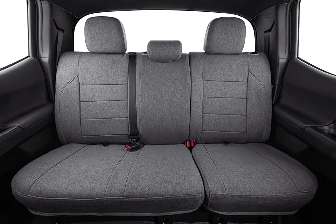 2nd Gen Tacoma Seat Covers Custom Fit for 2012-2015 Toyota Tacoma Double Cab/Crew Cab Base (Regular Seats),Fully Covered Polyester Truck Seat Protector-Full Set (Gray) - Image 5