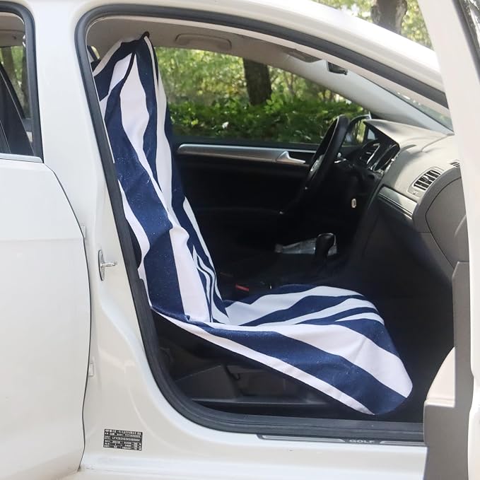 Car Seat Cover Protector Front Seats,for Gym Workout,Running,Swimming,Beach and Hiking,Waterproof Sweat Towel Bucket Seat Covers for Cars SUV Trucks (Blue Stripe, 1Pcs) - Image 6