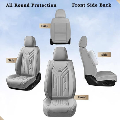 Coverado Car Seat Covers Full Set, Automotive Seat Covers Car Seat Protector Car Seat Cushion, Waterproof Leather Seat Covers for Cars, Universal Fit for Most Sedans SUV Pick-up Truck((Grey) - Image 3