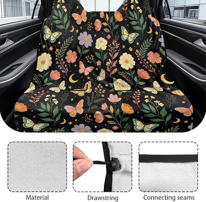 Butterfly Flower Moon Star Print Back Seat Cover Waterpoof Rear Bench Towel Seat Cover for Gym Swimming Surfing Running, Non-Slip Rear Seat Protector Universal Fits Auto Truck Van SUV - Image 6