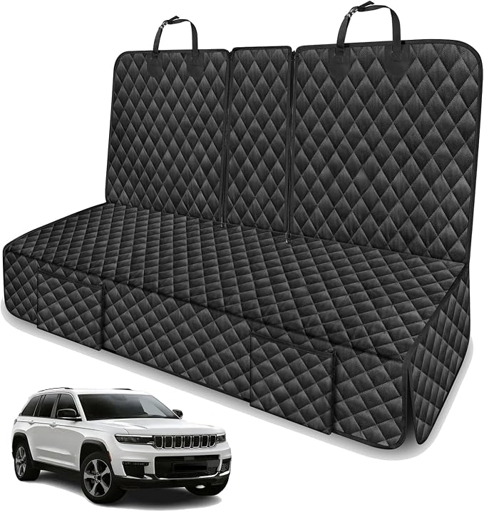 Dog Car Seat Cover for Back Seat for Jeep Grand Cherokee/Grand Cherokee L | 2011-2025 2026 2027 Accessories Waterproof Pet Bench Rear Seat Backseat Covers Protector SUV Non-Slip Black by Unknown