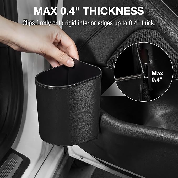 Car Door Cup Holder Sag-Free, Rigid Clip-On Extra Cup Holder for Car Backseat & Headrest, Fits 12-30oz Tumblers, Leather-Wrapped Car Cup Organizer for Sedans & EVs - Image 3