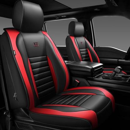 CAR PASS Nappa Leather Car Seat Covers Front Seats, Luxury Seat Protector for Cars, Waterproof Anti-Slip Seat Cushion Armrest Compatible Airbag Universal for Sedan SUV Pick-up Truck Auto, Black Red - Image 8