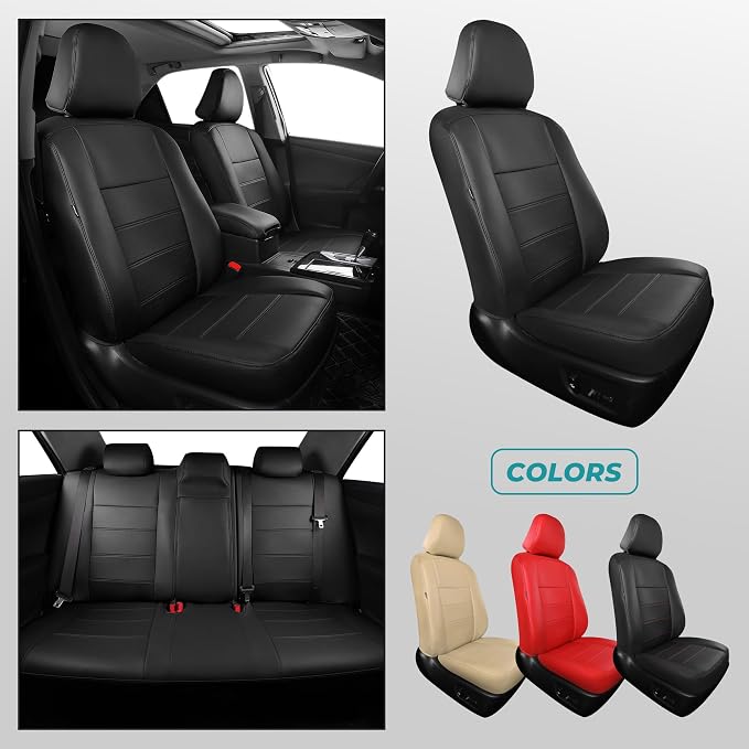Custom Seat Covers for Toyota Camry 2012-2017, Black | Only Fit for Camry L/LE/XLE 2012-2017, Not for Hybrid, Full Coverage, Faux Leather, Protective, Scratch-resistant, Easy-clean - Image 8