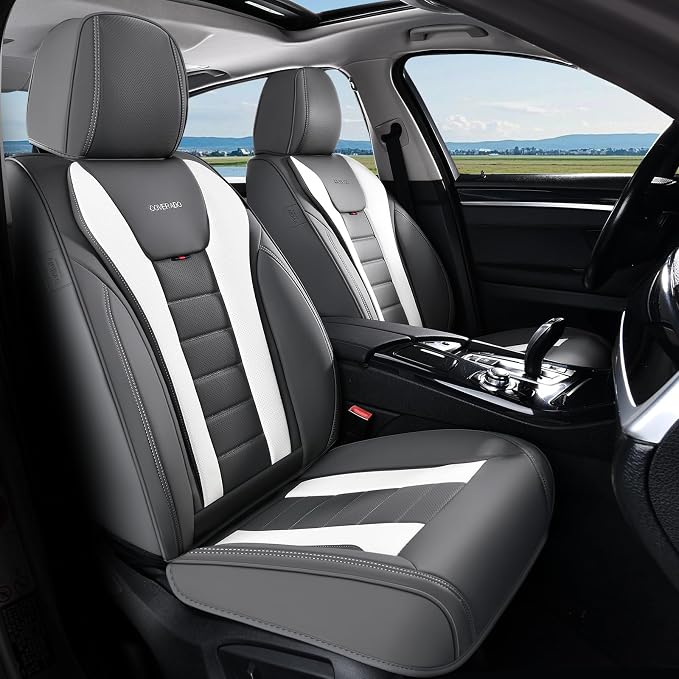 Coverado Car Seat Covers Full Set, Seat Covers for Cars, Front Seat Covers and Back Seat Cover Waterproof Leather Automotive Seat Cover, Universal Car Interior Protectors Cushion for Most Cars - Image 8