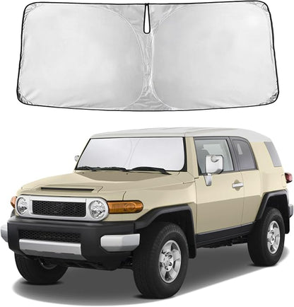 Autovir Windshield Sun Shade Fit for 2007-2012 2013 2014 Toyota Fj Cruiser | Sunshade, Front Car Window Shades Sun Visor, Blocks UV Rays & Heat, Car Accessories by Autovir