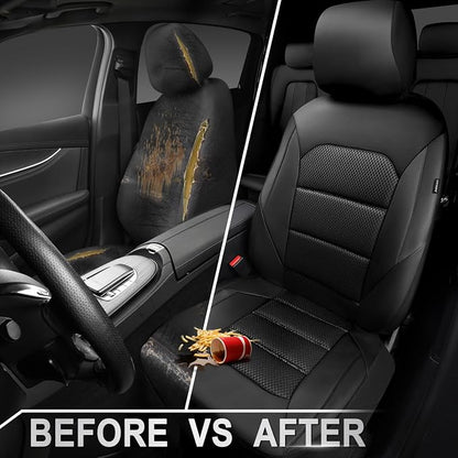 CAR PASS Memory Foam Car Seat Covers,Air Cool Mesh Thick Seat Covers Front Seats,Black Metal Film Leather Seat Cover for Car,Universal Automotive Comfort for Most Car,Truck,Airbag Compatible,All Black - Image 6