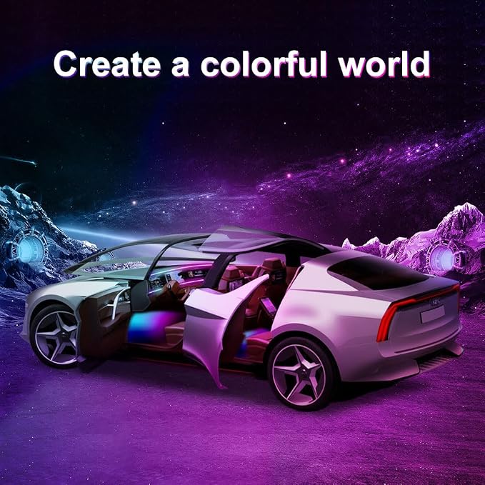 Acrylic Interior Car LED Lights with Remote and Wireless APP 6 in 1,Ambient Lighting Kits Fiber Optic Strip LEDs,16 Million Colors Music&DIY Function - Image 7