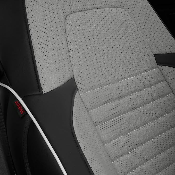 EKR Car Seat Covers for Honda CRV 2012-2014 (NO LX) Leatherette Full Set | Custom Fit for Honda CRV 2012 2013 2014 (Not for LX) Factory-Style Interior Upgrade,Faux Leather(Black/Gray) - Image 2