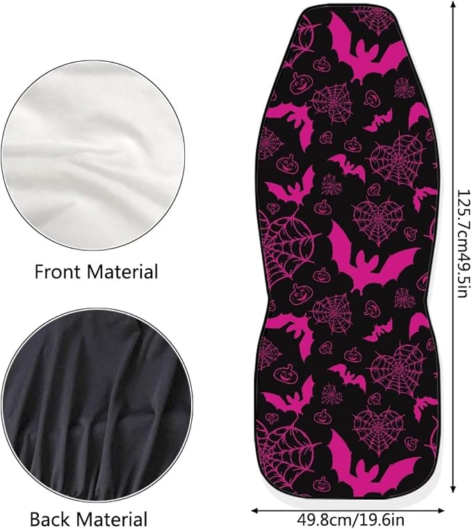 Pink Bats Car Seat Covers for Front Seats, Spider Web Breathable Seat Protectors, Set of 2, Universal Fit for Most Cars, SUVs and Sedans - Image 7