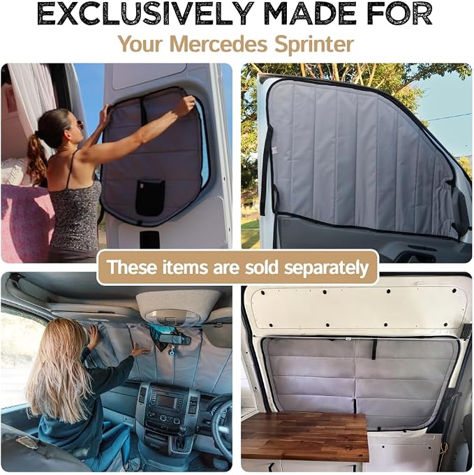 Living in a Bubble Insulated Blackout Windshield Cover for Mercedes Sprinter NCV3 & VS30, 2007-Current. Vanlife Must Have, Van Life Accessories & Essentials - Image 6