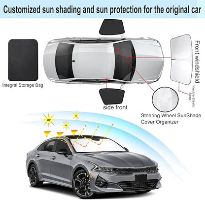 3PCS Car Window Shades Front Windshield Sun Shade Foldable Window Shade Custom Fit for 2021-2024 KIA K5 Accessories Car Shades for Front Windows Anti-UV Rays Block Heat - Image 3