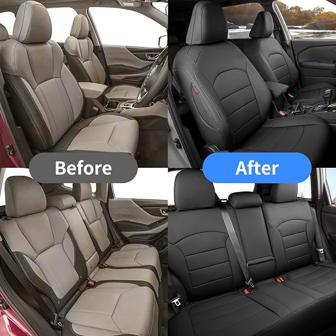Custom Seat Covers for 2025 Subaru Forester,Rear w/No Armrest,Faux Leather | Full Set Suv Seat Cushion,Easy Installation,Factory Look,Waterproof Car Seat Protector (Black) - Image 2