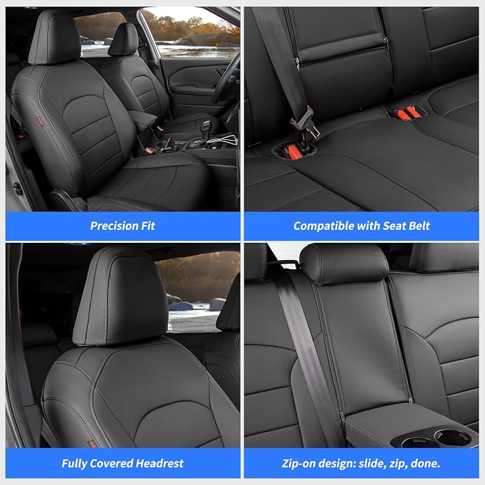 Custom Seat Covers for 2025 Subaru Forester,Rear w/No Armrest,Faux Leather | Full Set Suv Seat Cushion,Easy Installation,Factory Look,Waterproof Car Seat Protector (Black/Gray) - Image 4