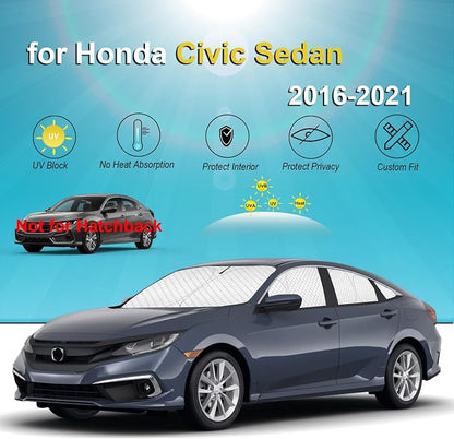 KMF 8pcs Thicken Full Sun Shades for Honda Civic Sedan 2016-2021(Not Hatchback) Accessories, Car Window Covers Sunshade for Windshield Side Rear, UV Block and Blackout Privacy for Camping Outdoor - Image 6
