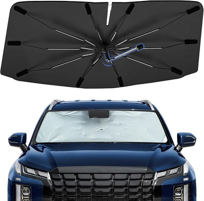 Windshield Sun Shade Umbrella for Hyundai Palisade 2019-2026 Front Window | Foldable Car Sunshade, 360 Rotation Automotive Interior UV Protection for Outdoor Parking, Keep Car Cool by Bocvam