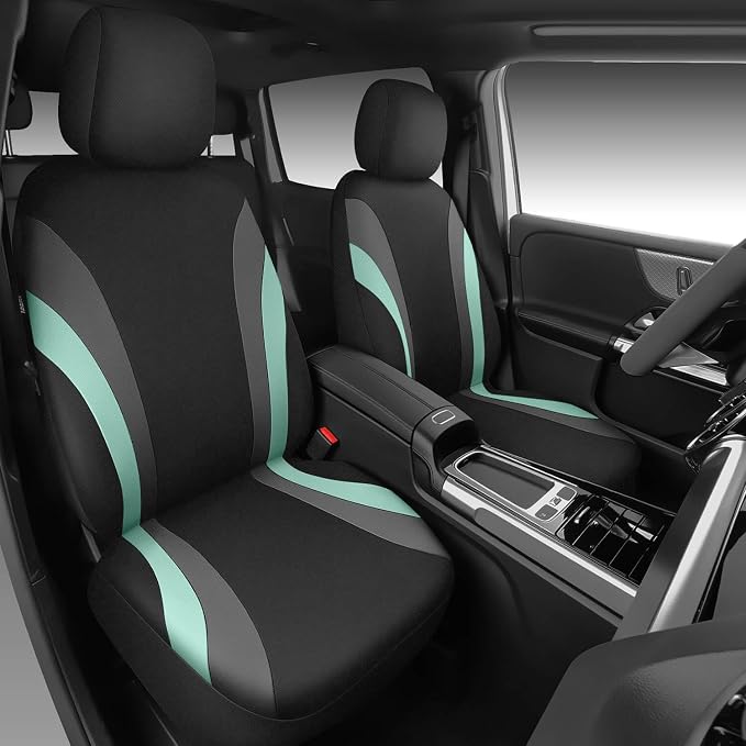 CAR PASS EVA Waterproof Car Seat Covers Full Set, Mint Seat Covers for Cars,Airbag Compatible,Universal Fit Sedans,Vans,SUVs,Trucks (Black and Mint) - Image 2