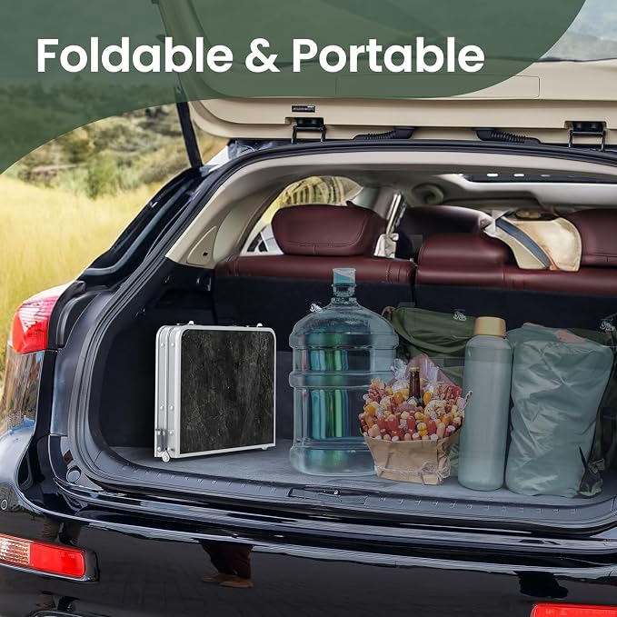 Titanker Folding Camping Table Small 2ft, Small Camp Table Portable with Side Racks & Storage Net, Folding Picnic Beach Table Portable, Car Camping Essentials, Aluminum Light Solid, Silver - Image 9