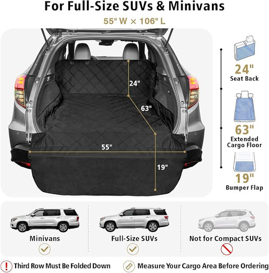 F-color SUV Cargo Liner for Dogs - Heavy Duty Trunk Cover for Full-Size SUV | Pet Cargo Cover with Bumper Flap Protector, Non-Slip Car Trunk Mat, Dog Car Seat Cover Prevents Scratches Pet Hair Mud Dirt - Image 2