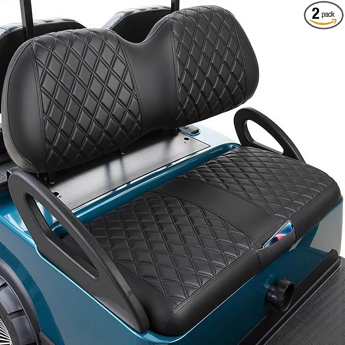 Golf Cart Seat Covers for Club Car Precedent Marine Leather Diamond | Protect & Refresh Worn Seats, Precise Fit, Staple-Free Install, Comfort, Anti-Scratch, Anti-Fading, Easy Clean Black by LEAPGOMAXGolfCartParts