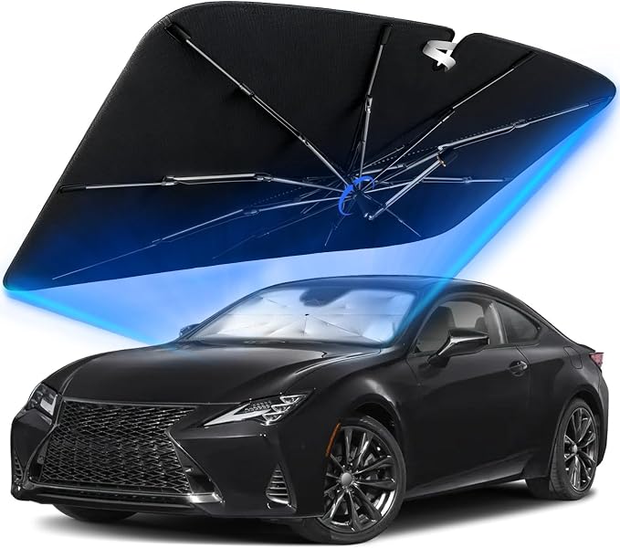 Windshield Sun Shade for Lexus RC 2015-2026 with 360° Rotating Shaft | Custom Fit Umbrella Sunshade for UV Blocking, Interior Heat Protection, Easy Storage, UPF 50+ Cool Windshield Cover by Lonyaqui