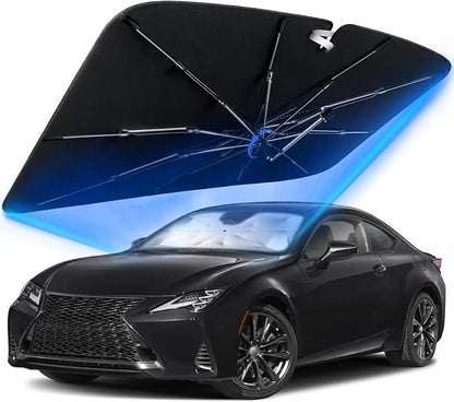 Windshield Sun Shade for Lexus RC 2015-2026 with 360° Rotating Shaft | Custom Fit Umbrella Sunshade for UV Blocking, Interior Heat Protection, Easy Storage, UPF 50+ Cool Windshield Cover by Lonyaqui