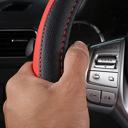 Leather Car Steering Wheel Cover Universal Fit for Most Cars, Black & Red | Microfiber Leather,Non-Slip Breathable Auto Steering Wheel Protector - Image 6