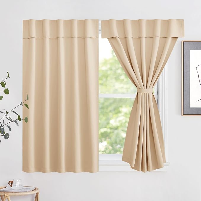 NICETOWN Portable Blackout Curtains, Farmhouse Self Adhesive Adjustable Blinds for Windows 52" x 63", Travel Temporary Window Cover for Bedroom/Baby Nursery, 52" x 63", 1 Panel, Biscotti Beige | Farmhouse Self Adhesive Adjustable Blinds for Windows Tra... by NICETOWN