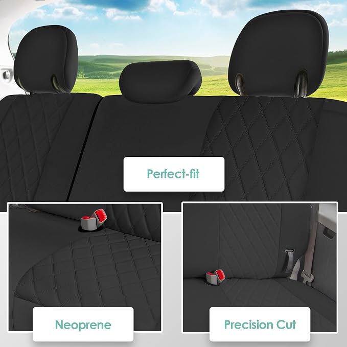 FH Group Custom Fit Car Seat Covers Specifically Made for 2011-2020 Toyota Sienna 7-8 Seater with Ultraflex Neoprene Water Resistant Automotive Seat Covers - 3rd Row Black - Image 3