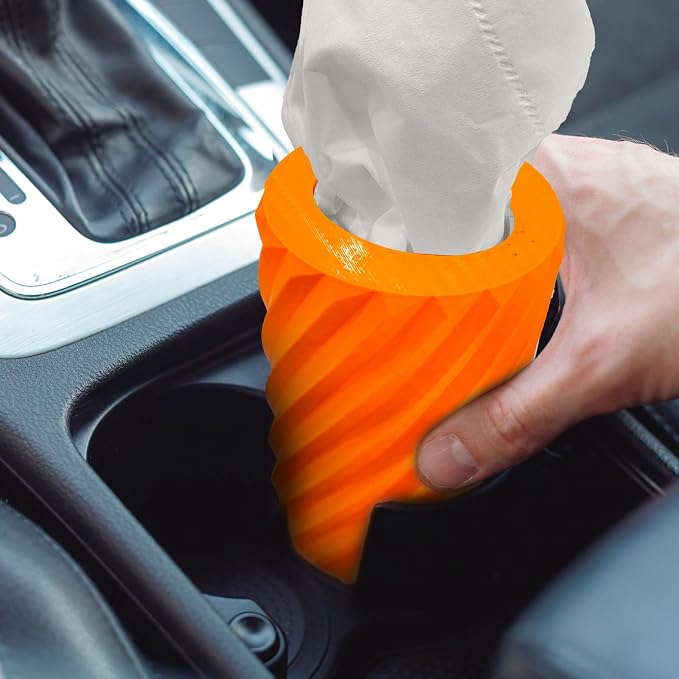 Car Tissue Holder, Refillable Round Cylinder with 3 Tissue Packs, Universal Fit for Vehicle Cup Holder, Home & Office, Car Accessories Interior (Orange) - Image 8